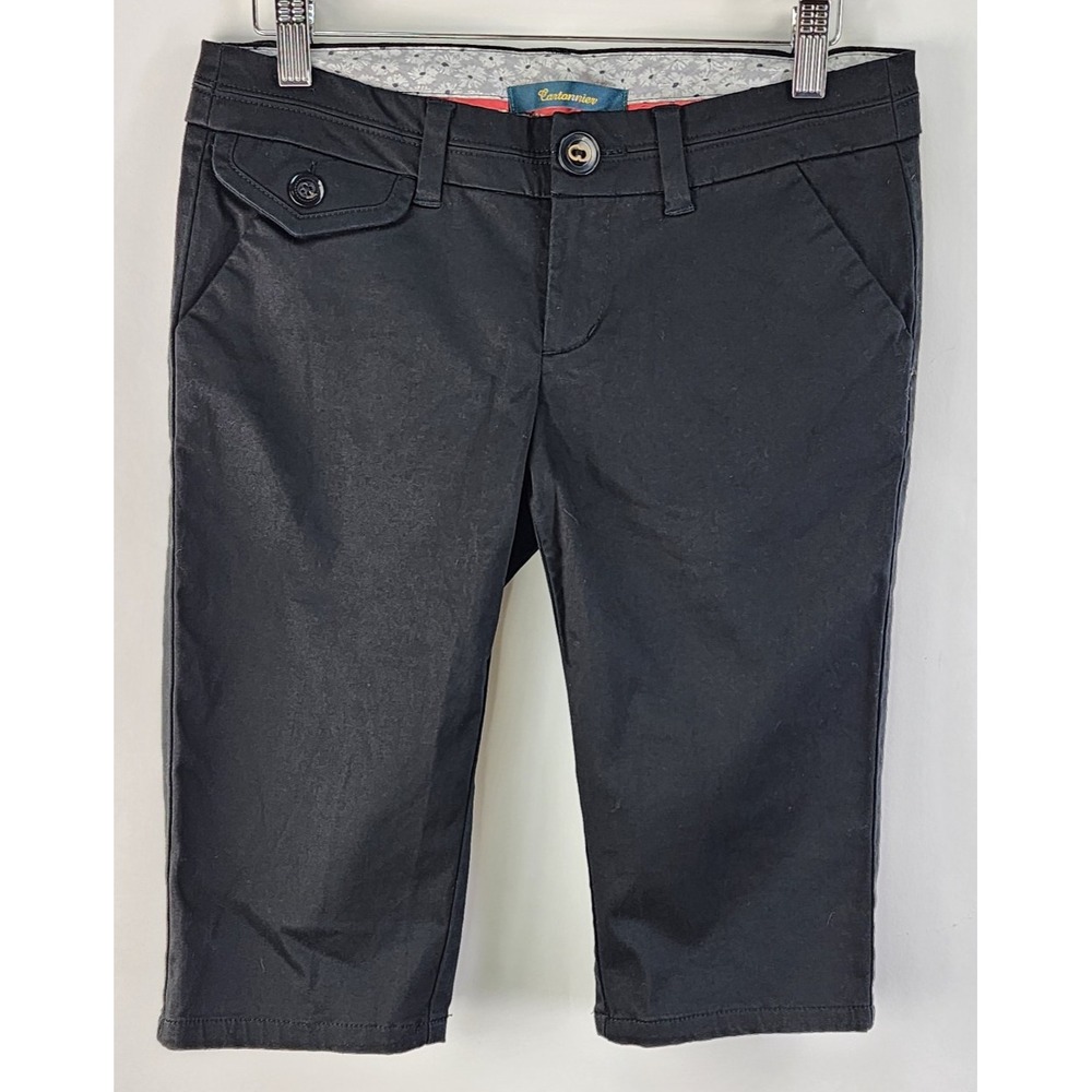 Cartonnier Anthropologie Bermuda Shorts Women's 2 Black Classic Stretch